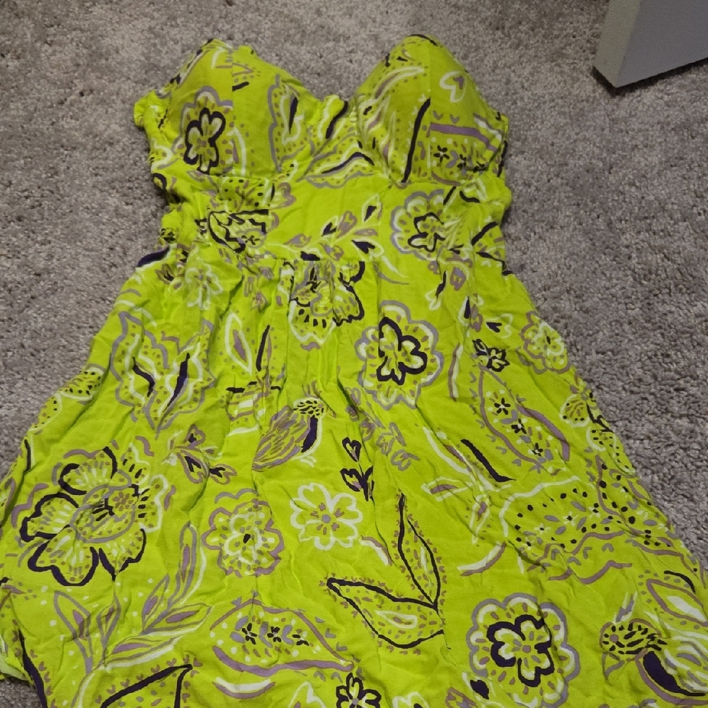 Floral Lime Green Midi Dress